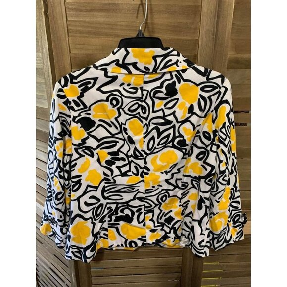 Annabell Blazer Retro Granny Business Casual Size Medium Yellow White Black - Picture 2 of 7